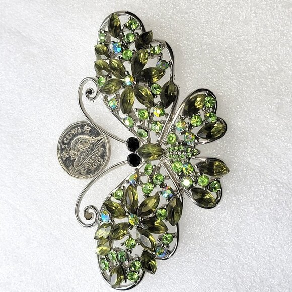 Large Green Butterfly Brooch Pin - Picture 7 of 12